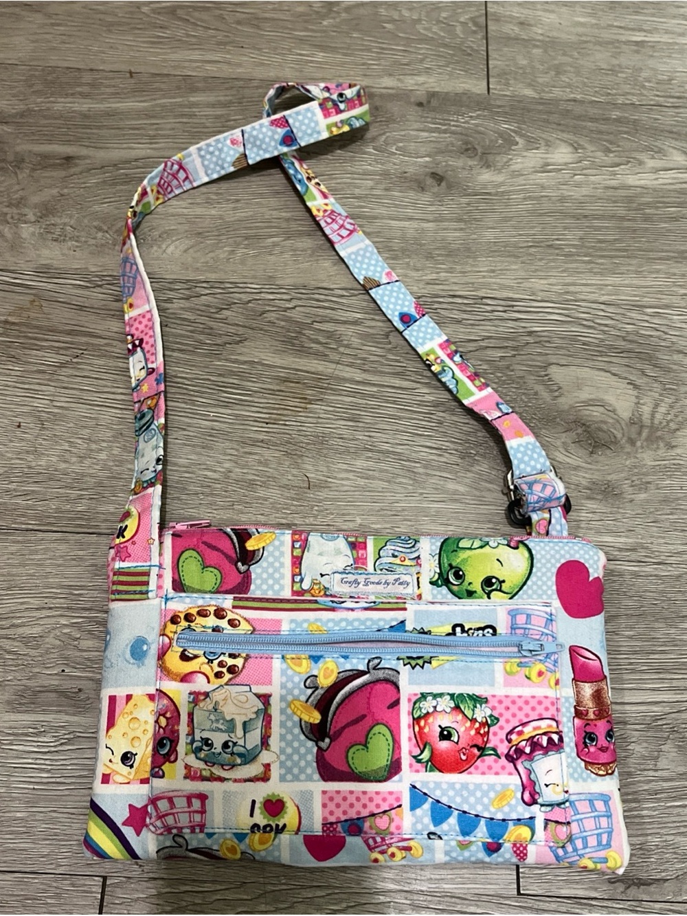 Kids Shopkins Handmade Character Print Crossbody Bag  Pink- Crafty Goods Party
